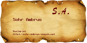 Sohr Ambrus névjegykártya